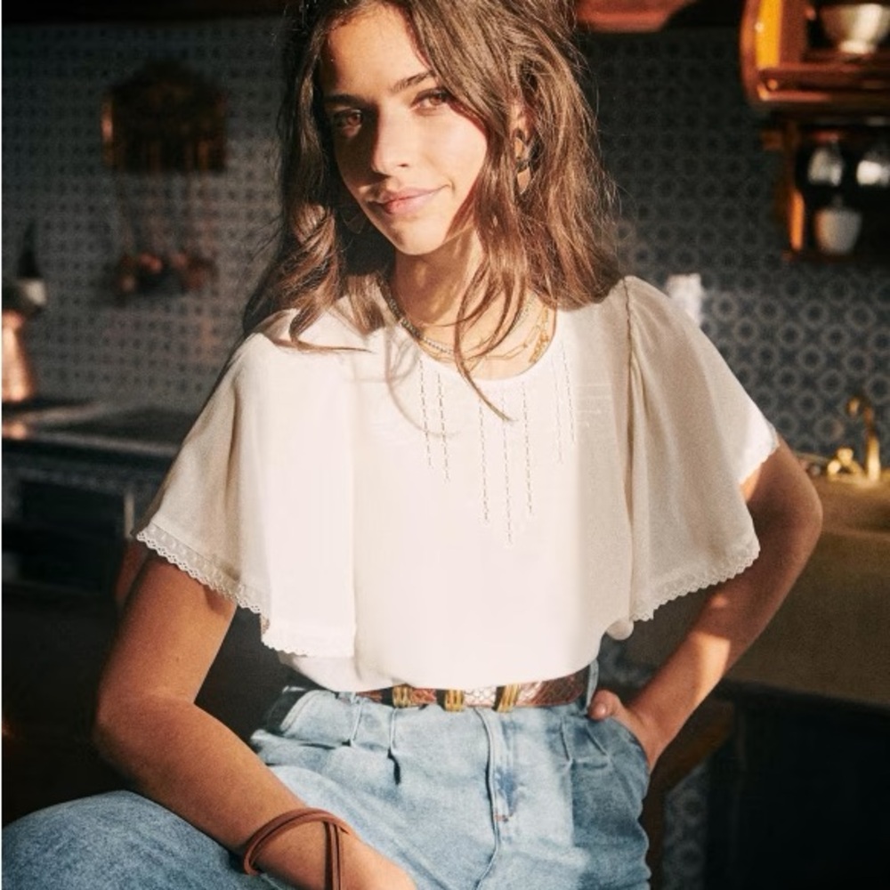 Sezane Matty Silk Blouse, FR 40